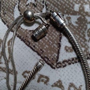 Pandora Jewelry Moments Slider Snake Chain Charm Cubic Zirconia Bracelet